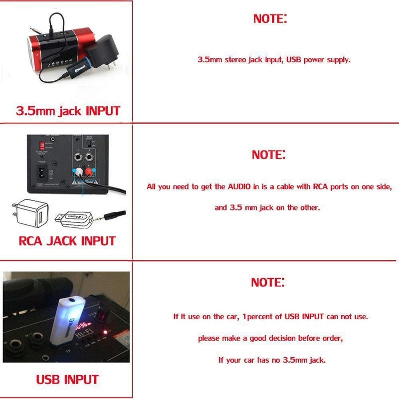 QOFOWIN محول بلوتوث USB QOFOWIN، محول صوت لاسلكي، مجموعة موسيقى للسيارة، محول بلوتوث لنظام الصوت المنزلي/السيارة، مكبرات صوت محمولة، (مدخل Aux) مع كابل 3.5 مم (يت-M1). - Image 4